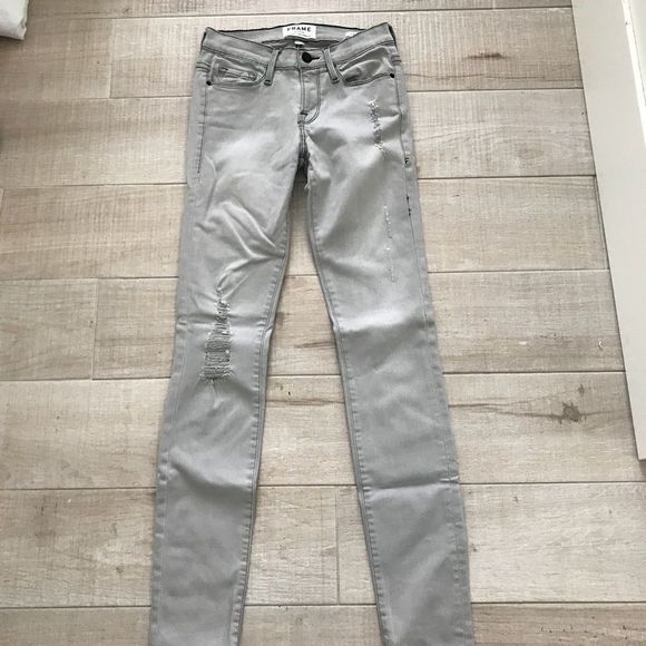 Frame Skinny Jeans Sz 24 Gray Distressed Jeans - Picture 3 of 8